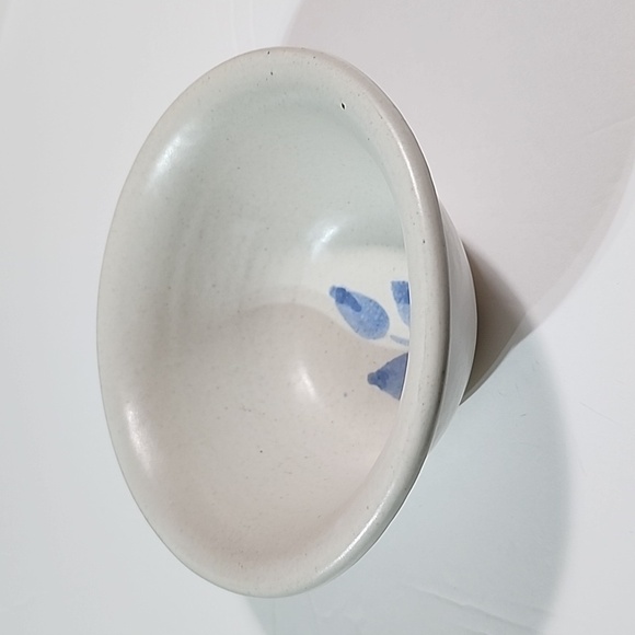 Vtg OBE signed studio pottery finger bowl blue floral - Picture 1 of 11
